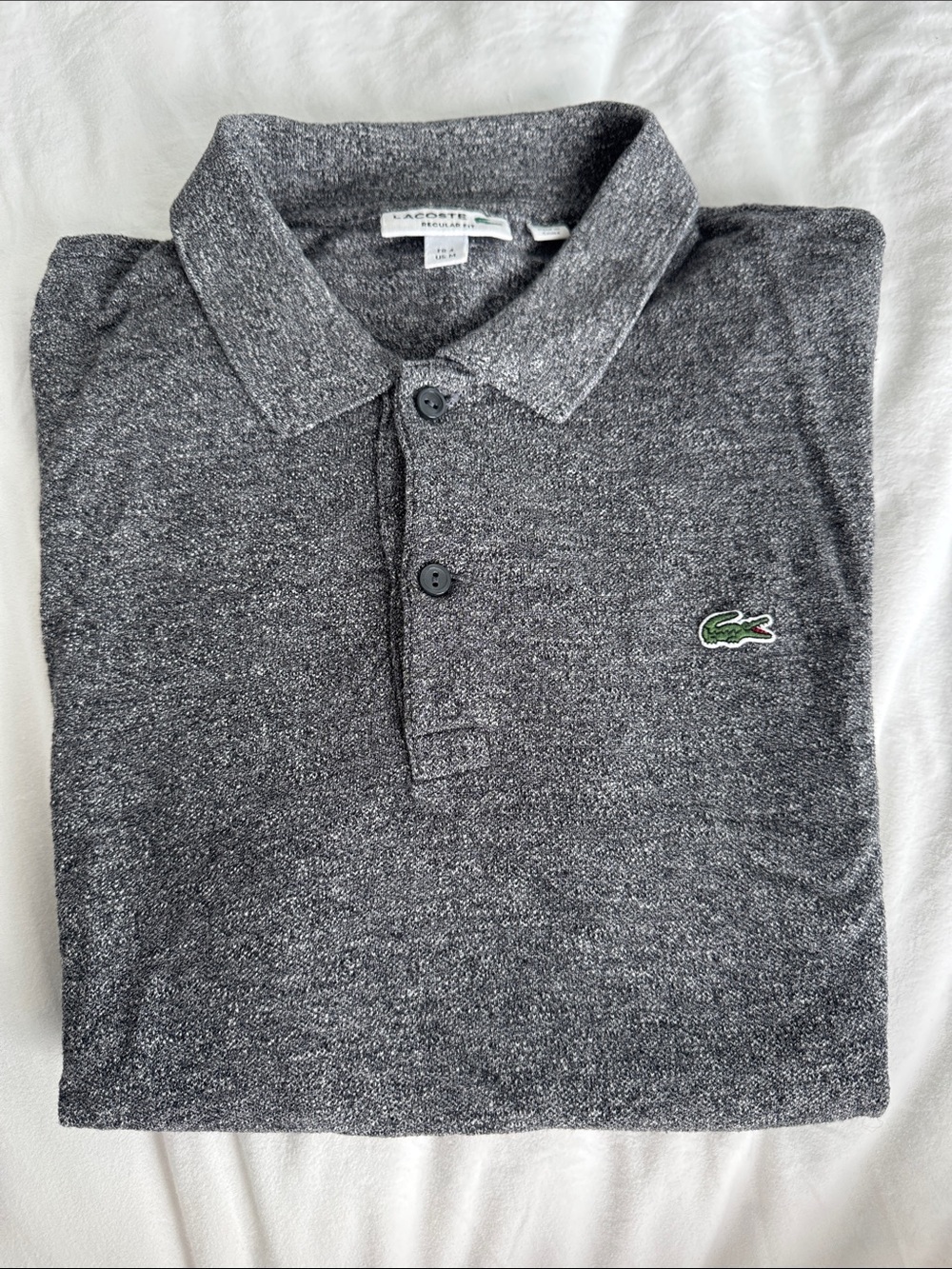 Lacoste Dark Gray Heather Polo with Green Crocodile
